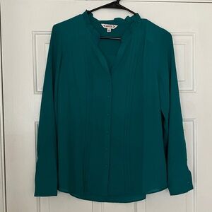 Nanette Lepore Teal Button-Up Blouse